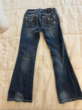 Miss Me Blue Flared Jeans with Embellished Back Pockets